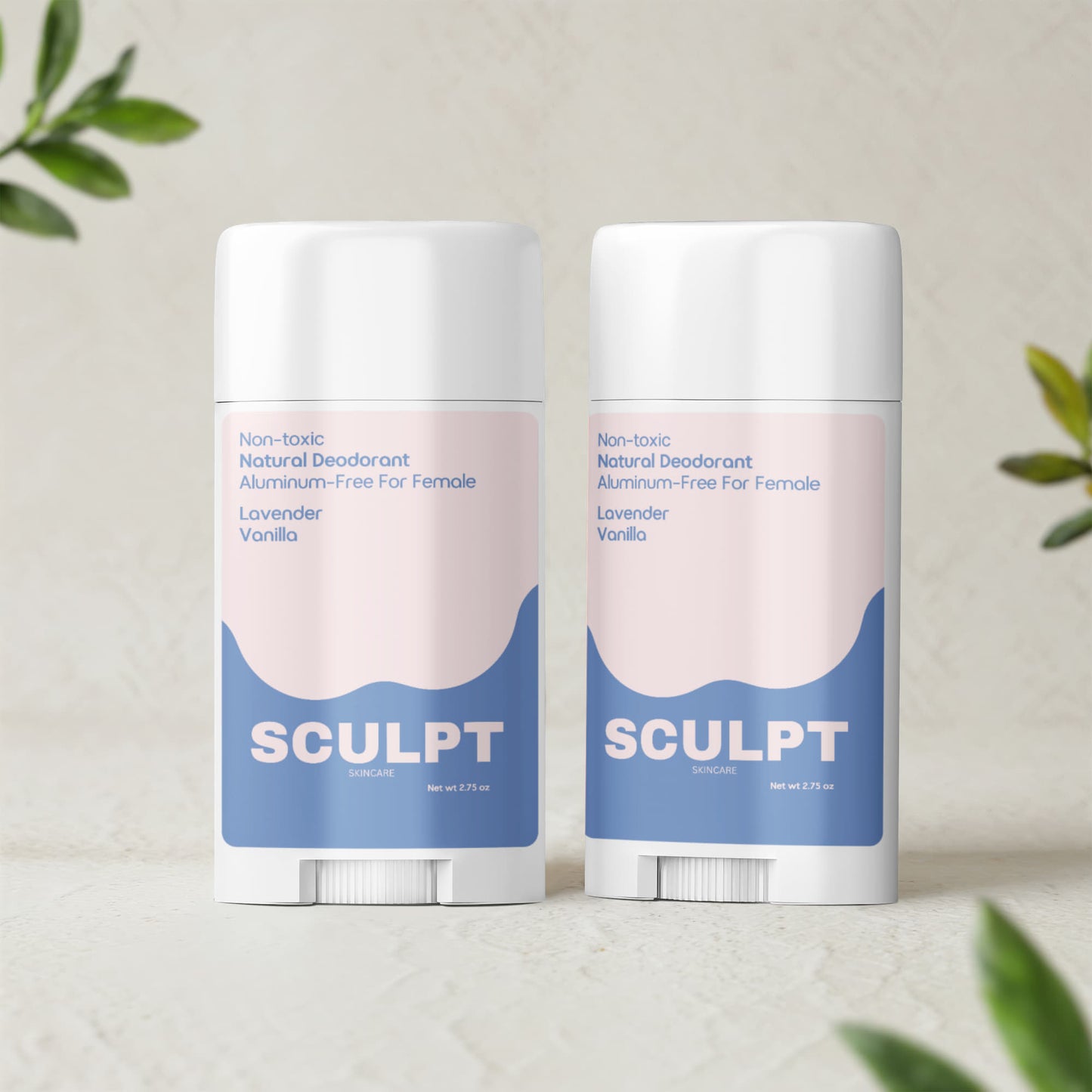 2 Pack Non-toxic Natural Deodorant, Aluminum-Free for Women